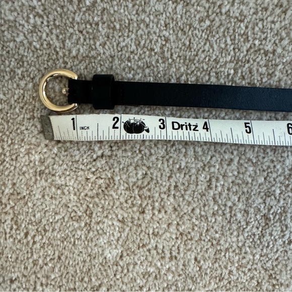 Ann Taylor Med Black Leather Belt with Gold Accent - Picture 2 of 5